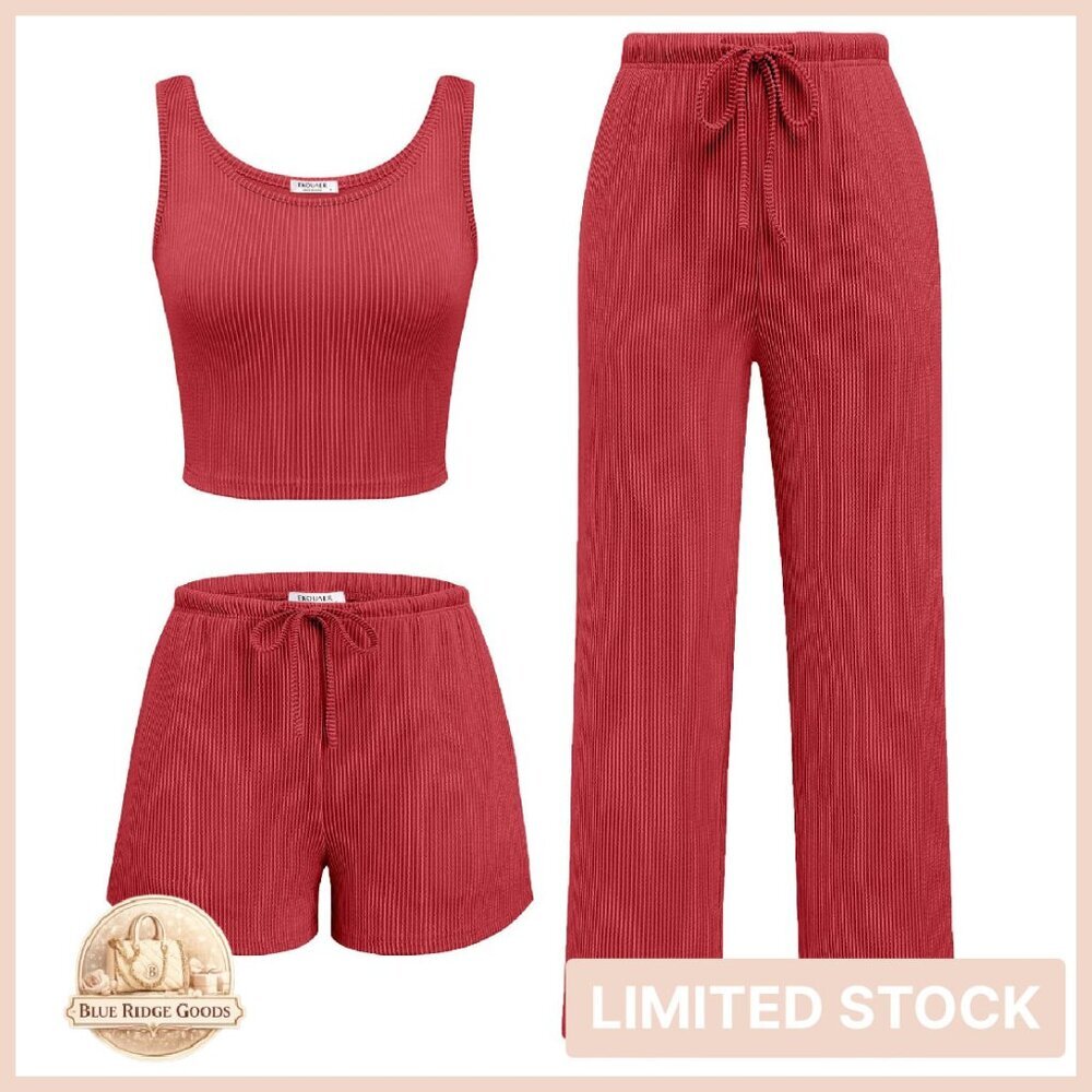 Ribbed Lounge Set Crop Top Shorts Pants Soft Pajama Y2K Chic Vacation Outfits
